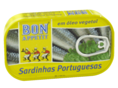 Sardines Portugaises a l'huile vegetale BON APPETIT, 120g