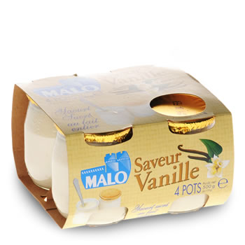 Yaourt vanille lait entier Malo 4x125g