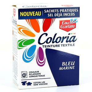 Teinture textile bleu marine maxi COLORIA, 2 sachets (300g + 50g)