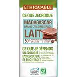 Chocolat lait 53% Madagascar BIO ETHIQUABLE, tablette de 100g
