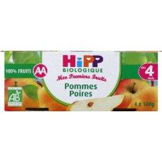 Coupelles pour bébé pomme et poire Pause Fruitée HIPP, dès 4 mois, 4x100g