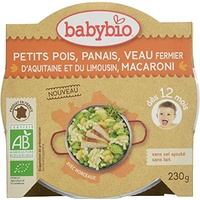 Babybio Assiette Petits Pois Panais Veau Fermier d'Aquitaine/du Limousin Macaroni 230 g - Lot de 5