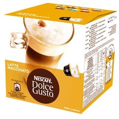 Dolce Gusto - Latte Macchiato - 8 lait + 8 cafe Une mousse de lait voluptueuse, associee a un cafe doux et aromatique.