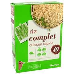 Auchan riz complet cuisson 10mn vrac 500g
