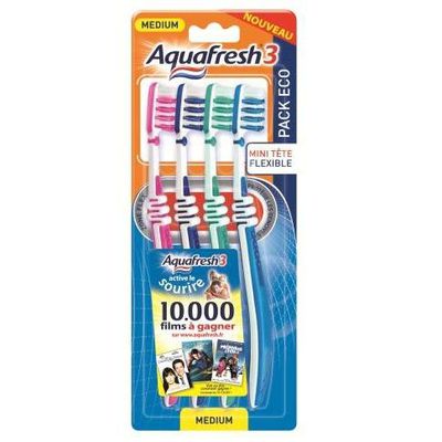 Aquafresh brosse a dents pack familial medium x4