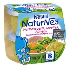 Nestle Naturnes haricot vert carotte agneau 2x200g des 8mois