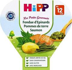 Hipp Les Petits Gourmets Fondue d'Epinards Pommes de Terre Saumon dès 12 mois - 6 assiettes de 230 g
