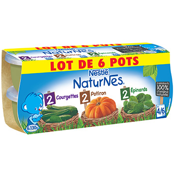 Petits pots Naturnes courgettes Epinards potiron 6x200g