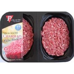 Puigrenier, Steak haché charolais façon bouchère 5% MG, les 2 hachés de 125 g