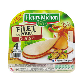 Filet de poulet braise FLEURY MICHON, 4 tranches, 120g