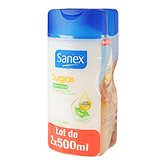 Sanex douche et bain surgras sens 2x500ml