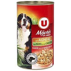 Aliment pour chien Mijotes en sauce a l'agneau, pates et carottes U, 1,2kg