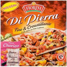 Di Pierra Pizza Chorizo, poivrons et aubergines grillees, surgelee, la pizza de 400g