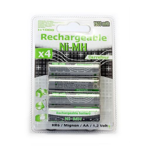 Piles rechargeables HR6/AA - 1600 mAh - 1,2 V Carrefour