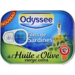 Filets de sardines a l'huile d'olive vierge extra, la boite de 100g