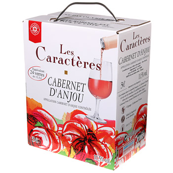 Vin rose cabernet d'anjou Les Caracteres bag in box 3l