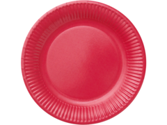 24 Assiettes en carton plastifie rouge - 23cm