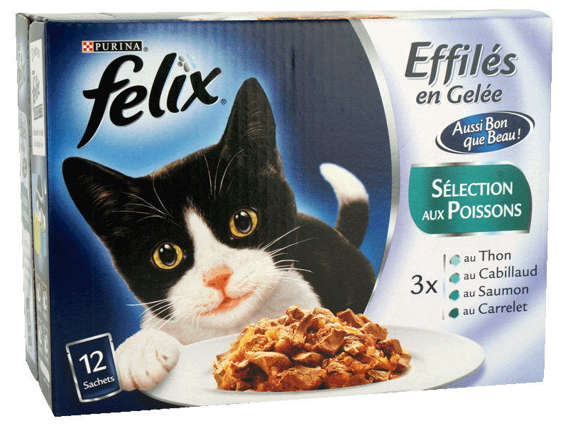 Felix, Effiles en gelee aux poissons pour chat, la boite de 12 sachets - 1200g