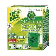 Diffuseur mobile + recharge anti moustiques PYREL, 40 nuits + 2 piles
