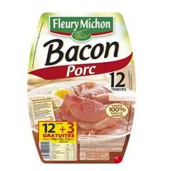 Fleury bacon de porc tranche x12 125g