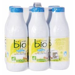 Nature bio lait bouteille demi ecreme biologique sterilise uht 6 x 1l