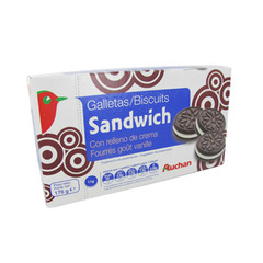 Auchan mini biscuits ronds au chocolat fourres vanille 176g