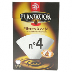 Filtres cafe n°4 Plantation x80 avec 1 sachet de detartrant