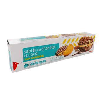 Auchan sables cereales chocolat coco x16 - 200g