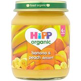 HiPP Organic Stage 1 From 4 Months Banana and Peach Dessert 6 x 125 g (Pack of 2, Total 12 Pots)