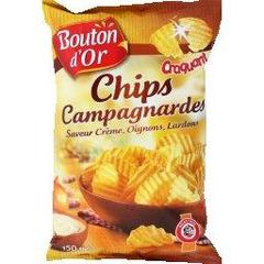 Bouton d'Or, Chips campagnardes saveur creme/oignons/lardons, le sachet de 150g