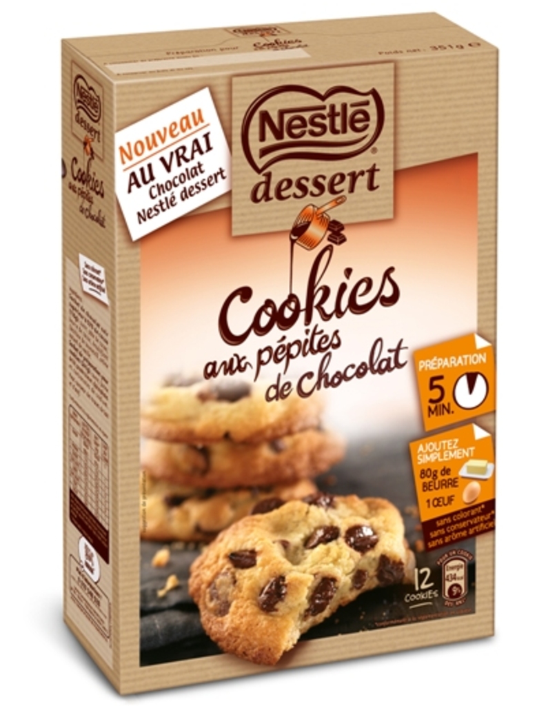 Nestle dessert, Preparation pour gateau cookies au chocolat , la boite de 351 gr