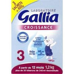 GALLIA Croissance 3, dès 12 mois, 3 sachets de 400g