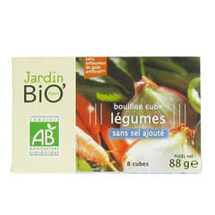 Bouillon de legumes sans sel ajoute JARDIN BIO, 8 cubes, 88g
