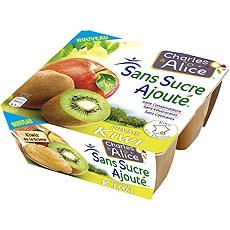 Spécialité de fruits pomme kiwi CHARLES ET ALICE, 4x97g