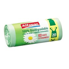 Sacs poubelle 20l a poignees 100% biologiques ALFAPAC, 20 unites