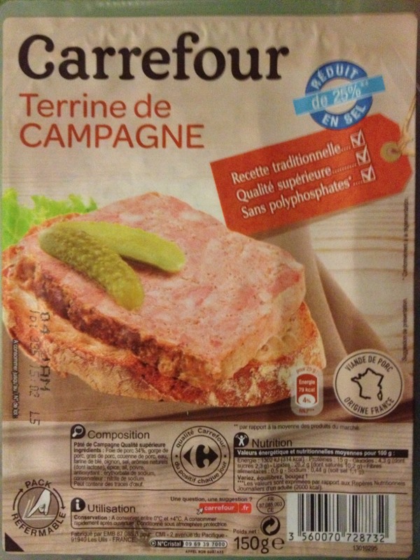 Terrine de campagne Carrefour