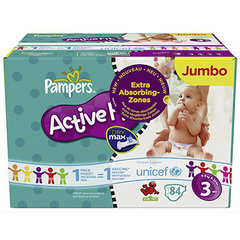 Pampers active fit jumbo midi 4/9kg change x84 taille 3