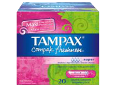 Tampons hygieniques avec applicateurs super TAMPAX Compak Fraicheur, 20 unites