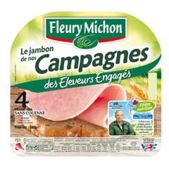 Jambon de nos Campagne aux Omega 3 FLEURY MICHON, 4 tranches, 160g