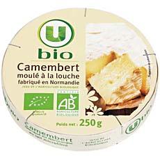 Camembert de Normandie au lait microfiltre U BIO, 22%MG, 250g