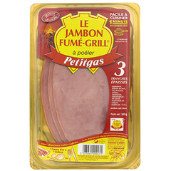 Jambon fume grill 3tranches a cuire s/skin 300g petitgas