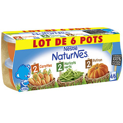 Naturnes legumes carotte + haricots vert+ potiron 6x130g lot de 6 pot