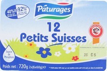 Petits suisses nature, au lait de Normandie, 12 x 60g,720g