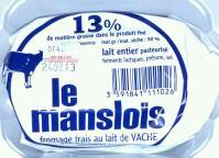Le Manslois Fromage frais au lait de vache le fromage de 220 g
