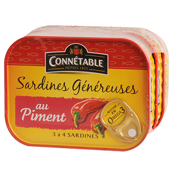 Sardines genereuses Connetable Au piment 3x140g