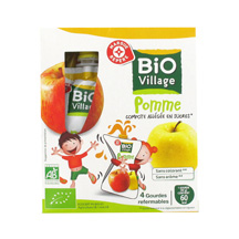 Compote en gourde Bio village Pomme - 4x90g