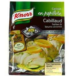 Sachet cuisson pour papillote de cabillaud aux herbes et beurre citronne KNORR, 30g