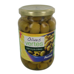 Olives vertes denoyautees Olives vertes denoyautees pasteurisees en bocal.
