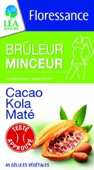 Gélules Brûleur Minceur cacao, kola et maté FLORESSANCE, 45 unités, 18g
