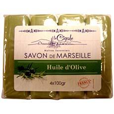 Savons de Marseille a l'huile d'olive LA CIGALE, 4x100g